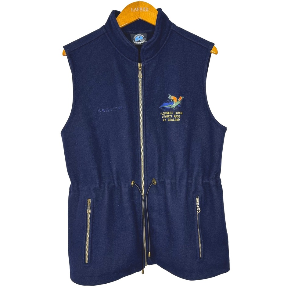 Swanndri Women's Wool full Zip Vest‎ Blue Medium